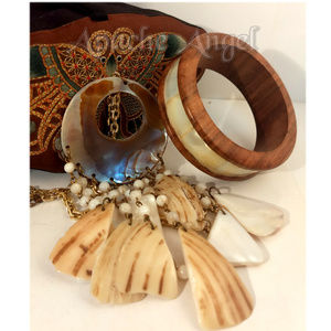 Vintage Chime Necklace w/Bracelet MOP 70's